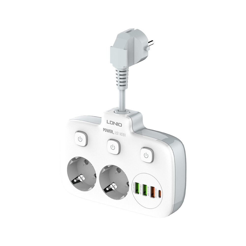 LDNIO Multi-socket Stekkerdoos 2 EU Outlet met 3 USB 1 Type-C-poort Meervoudige stopcontactschakelaar Europese Splitter- Top Merken Winkel